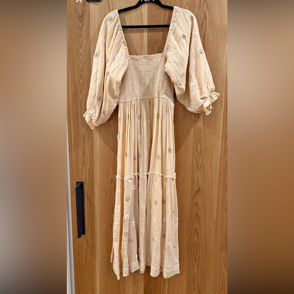 Free People Tan Long Sleeve Dress